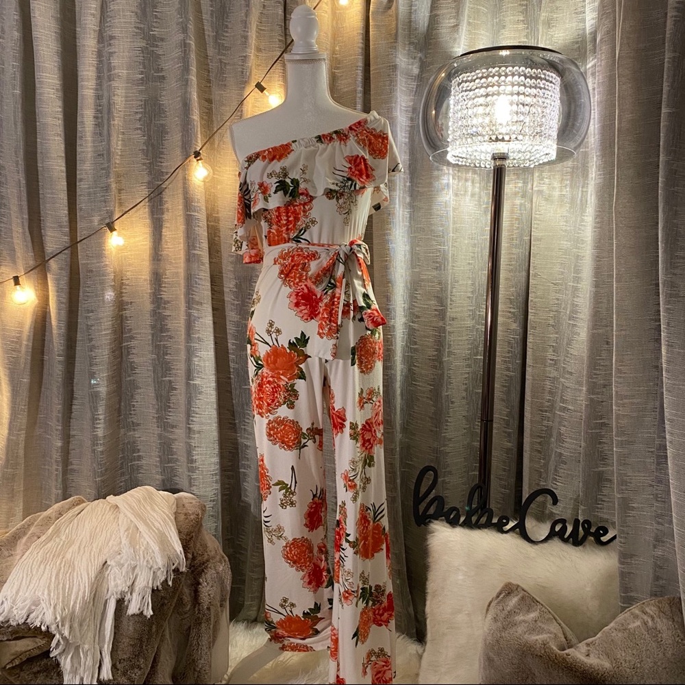 Fun floral romper with matching fabric belt